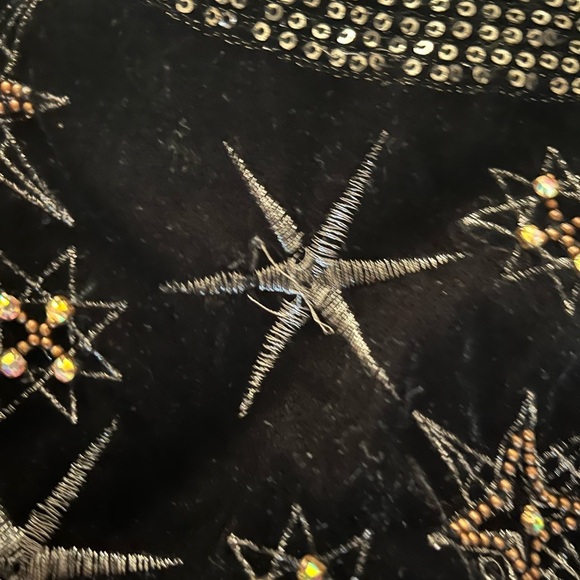 Zara Black Velvet Jacket with Sequin and Rhinestone Star Embroidery - Picture 6 of 7